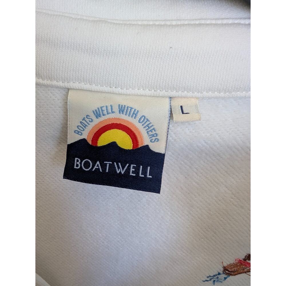 NWT Boatwell Sweatshirt Womens L White Embroidered Nautical L/S V-Neck Pullover - Picture 3 of 5